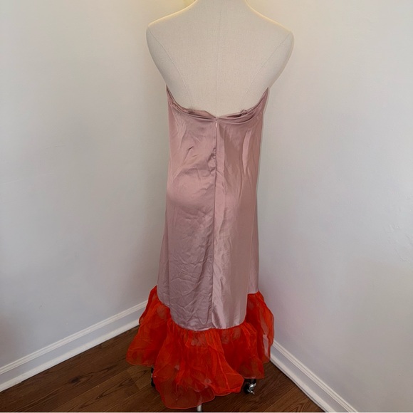 Johanna Ortiz Women’s Size 6 Pink Orange Tulle Silk Strapless Dress Maxi Skirt - Picture 10 of 15